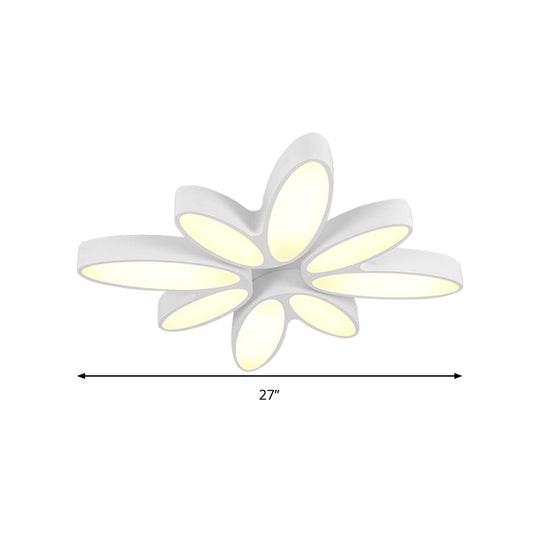 Creative Acrylic Ceiling Lamp For Childs Bedroom - White 8-Petal Blossom Design