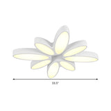 Creative Acrylic Ceiling Lamp For Childs Bedroom - White 8-Petal Blossom Design