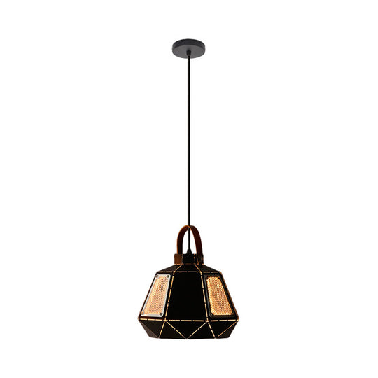 Iron Macaron Pendant Light Kit With 1 Head & Laser-Cut Design In Pink Yellow Or Blue