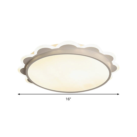 White Flat Flower Flush Ceiling Light: Simple Acrylic Led Lamp For Kid’s Bedroom