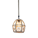Rustic Single-Bulb Pendant Lamp With Natural Rope - Black/Brown