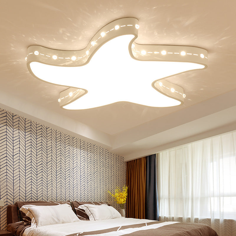 Stylish Led Ceiling Lamp In White For Baby Room With Starfish Design /