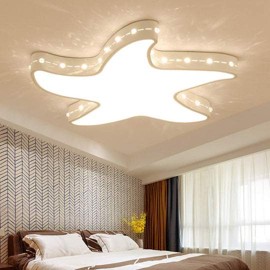 Stylish Led Ceiling Lamp In White For Baby Room With Starfish Design /
