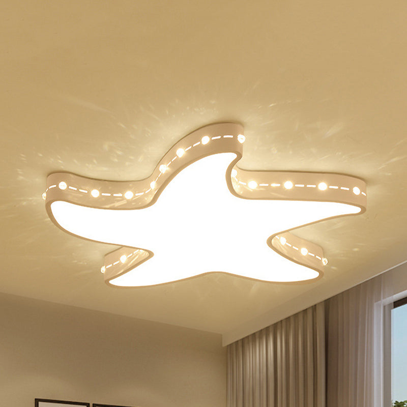Stylish Led Ceiling Lamp In White For Baby Room With Starfish Design