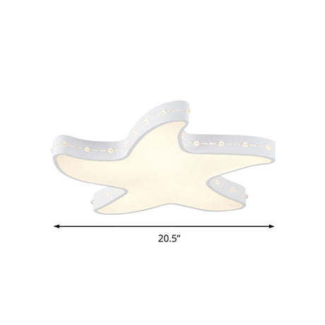 Stylish Led Ceiling Lamp In White For Baby Room With Starfish Design