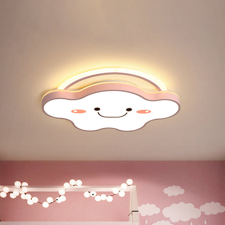 Cartoon Acrylic Cloud Led Flush Mount Ceiling Lamp In White Light - Gold/Blue/Pink 19.5/25.5 Wide