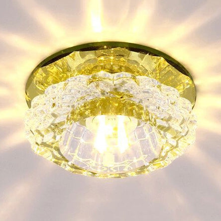 Crystal Floral Flush Mount Ceiling Fixture Gold / White