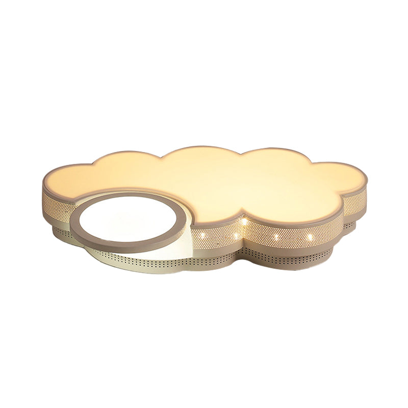 Modern White Flush Mount Led Ceiling Lamp For Baby Room Cloud Acrylic Metal Light Fixture
