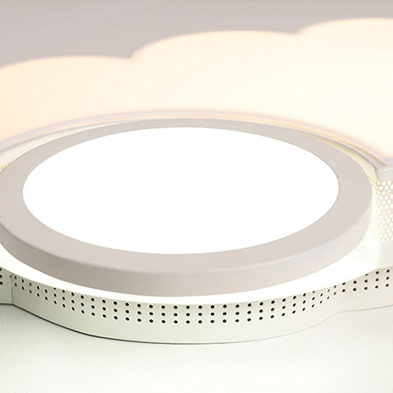 Modern White Flush Mount Led Ceiling Lamp For Baby Room Cloud Acrylic Metal Light Fixture