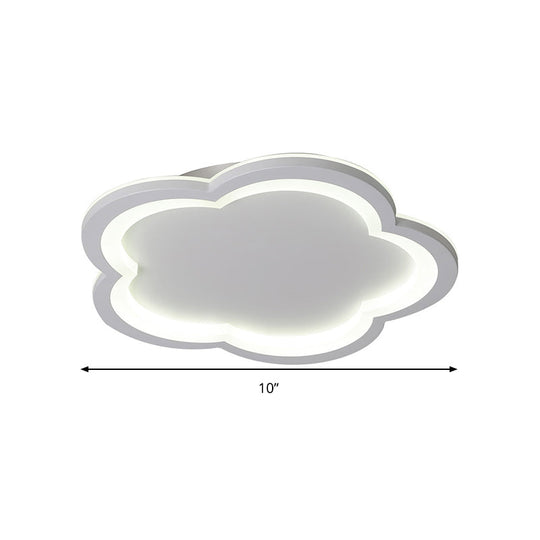 White Acrylic Flower Led Flush Mount Ceiling Lamp - Perfect For Kid’s Bedroom