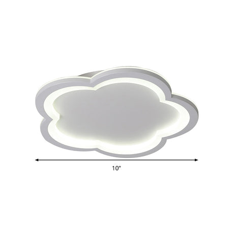 White Acrylic Flower Led Flush Mount Ceiling Lamp - Perfect For Kids Bedroom