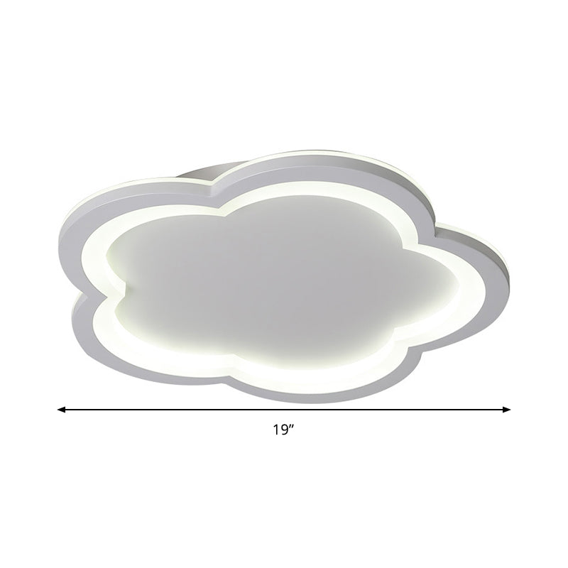 White Acrylic Flower Led Flush Mount Ceiling Lamp - Perfect For Kid’s Bedroom