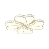 Child Bedroom Heart Flush Ceiling Light: Luxurious White Lamp With Crystal Accents