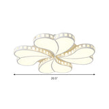 Child Bedroom Heart Flush Ceiling Light: Luxurious White Lamp With Crystal Accents