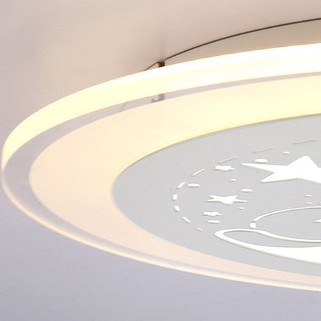 White Metal Moon Led Ceiling Mount Light With Sleep Bunny Girls Bedroom Lamp