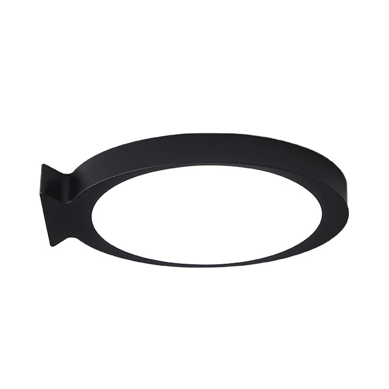 Creative Led Fish Flushmount Ceiling Lamp For Kindergarten Bathrooms - Acrylic Oval Design