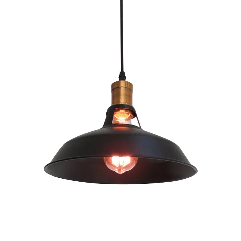 Farmhouse Iron Pendant Light - 1-Light Black/White Hanging Lamp For Barn Shade Living Room