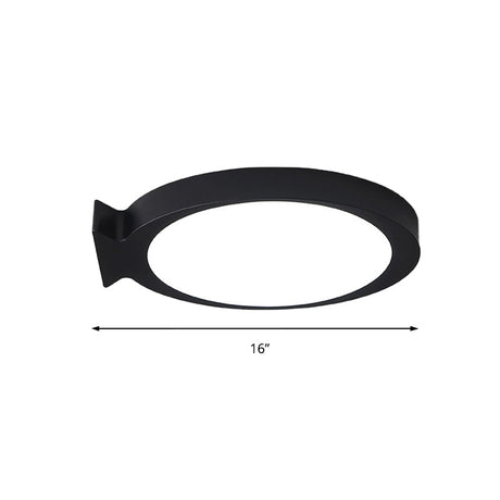 Creative Led Fish Flushmount Ceiling Lamp For Kindergarten Bathrooms - Acrylic Oval Design