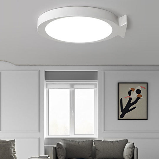Creative Led Fish Flushmount Ceiling Lamp For Kindergarten Bathrooms - Acrylic Oval Design