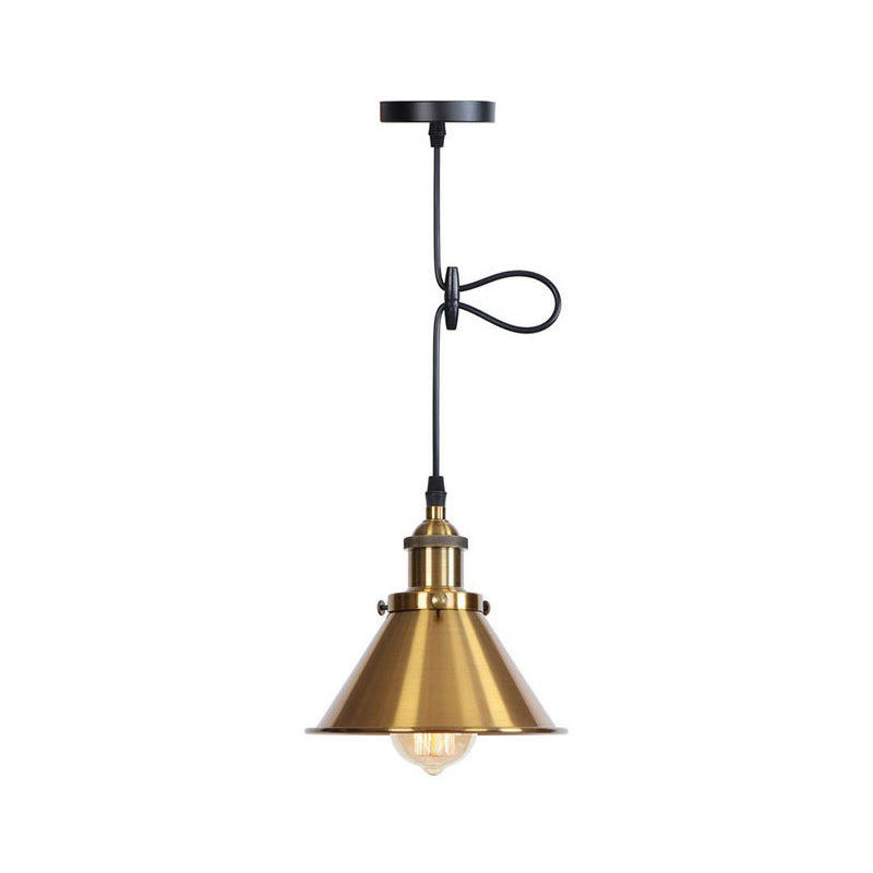 Industrial Cone Pendant Light In Black/Copper/Rust With Cord Grip - Single-Bulb Kitchen Bar Lighting