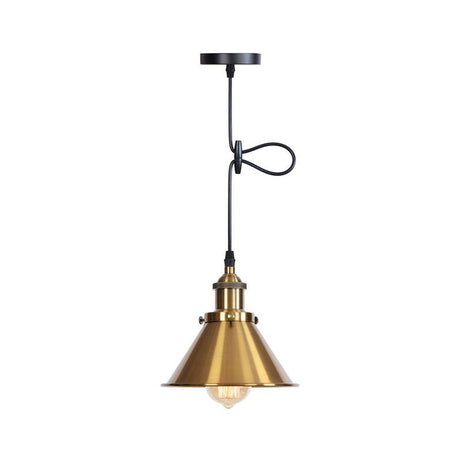 Industrial Cone Pendant Light In Black/Copper/Rust With Cord Grip - Single-Bulb Kitchen Bar Lighting