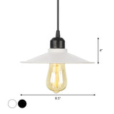 Rustic Pendant Ceiling Lamp With Flared Iron Shade - Black Or White