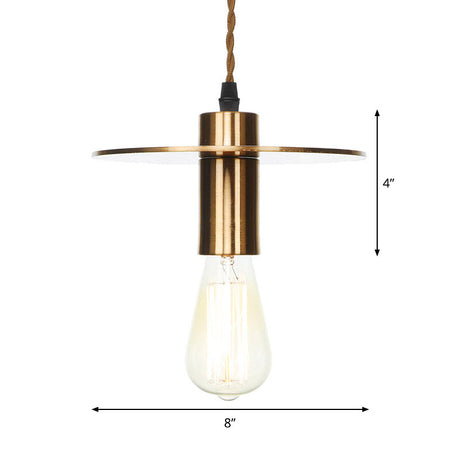 Antiqued Iron Ceiling Pendant Light With Bronze Disc Dome And Cone Finishes - Ideal For Dining Rooms