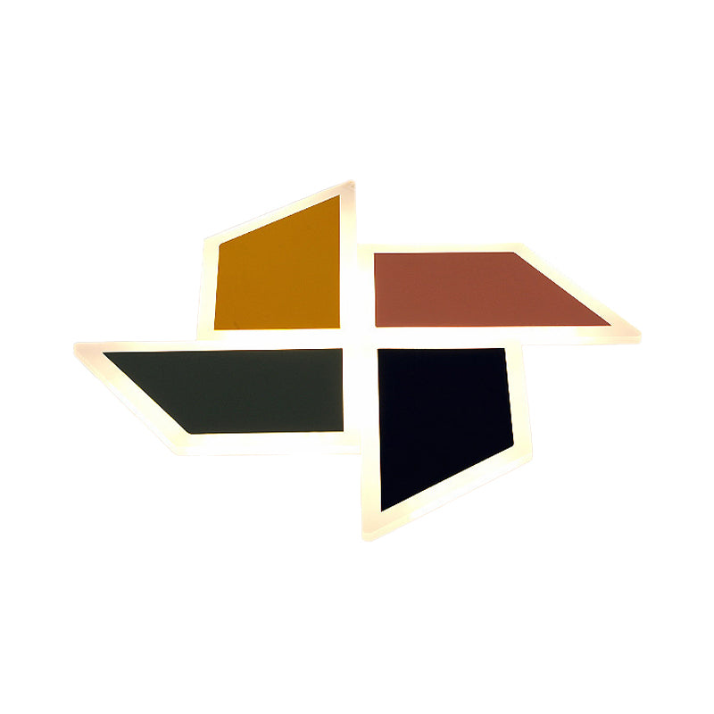 Cartoon Toy Windmill Led Ceiling Light - Acrylic Flush Mount Multicolor Ideal For Study Room