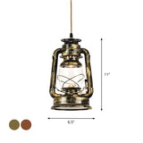 Vintage Kerosene Restaurant Pendant Lighting - Antique Metal Single Hanging Lamp Bronze/Copper