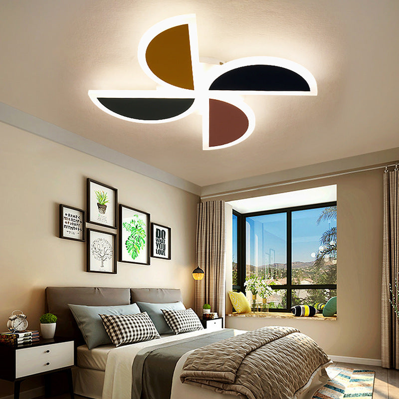 Cute Led Ceiling Light: Multi-Colored Windmill Acrylic Flush Fixture For Living Room Black-Brown /