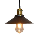 Iron Black Suspension Lamp: Roll-Trim Cone Shade Pendant Light - 1-Light Factory Ceiling