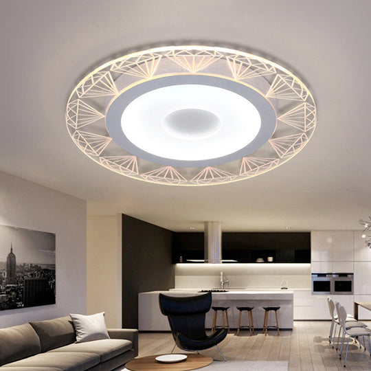 Led Round Ceiling Light With Diamond Wire - Modern Acrylic Lamp White Ideal For Kindergarten Beige