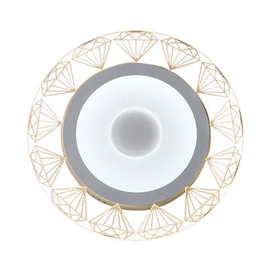 Led Round Ceiling Light With Diamond Wire - Modern Acrylic Lamp White Ideal For Kindergarten Beige