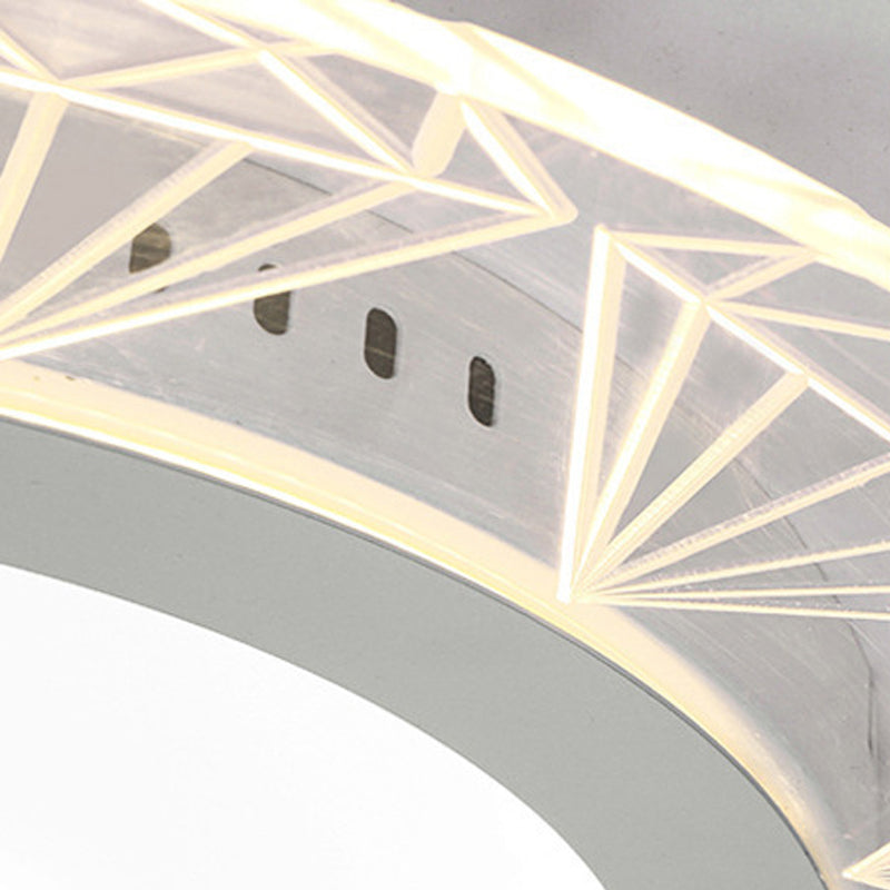 Led Round Ceiling Light With Diamond Wire - Modern Acrylic Lamp White Ideal For Kindergarten