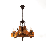 Nautical Wooden Hanging Light Fixture - Triangular/Square 3/4/6 Heads Restaurant Ceiling Chandelier