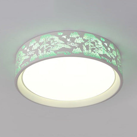 White Hammered Metal Flush Mount Ceiling Light Fixture For Childrens Bedroom