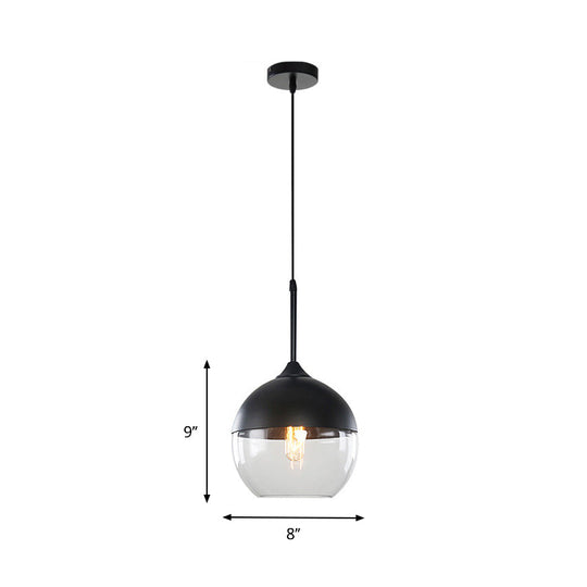 Modern Black Pendant Light Fixture With Clear Glass Cylinder/Mason Jar Design - Perfect For Table