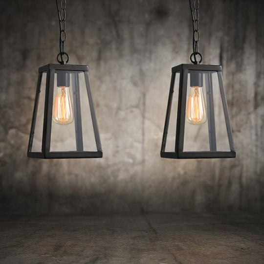 Industrial Style Hanging Lamp With Clear Glass Shade For Living Room