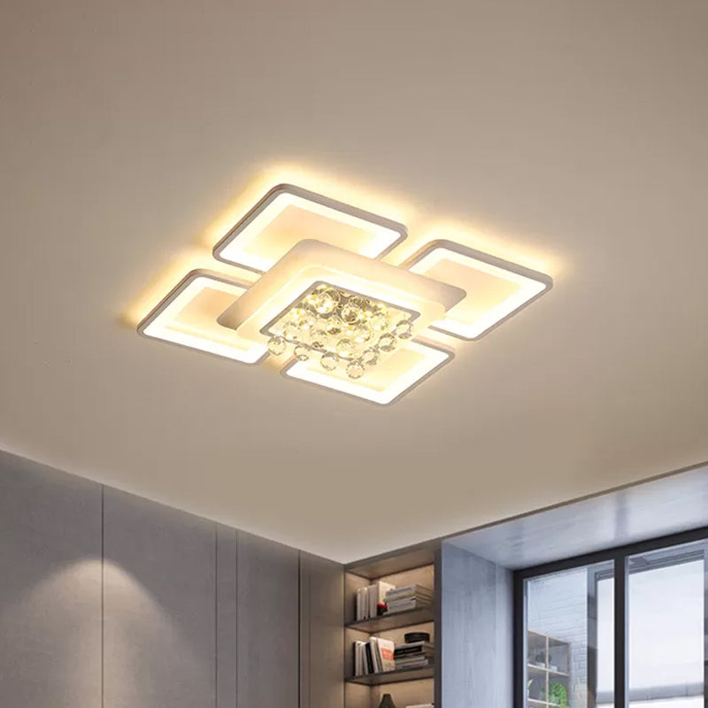 Simple White Acrylic Square Flushmount Light - 21.5’/25.5’ Width Led Flush Mount Lamp In