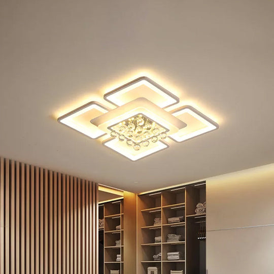 Simple White Acrylic Square Flushmount Light - 21.5’/25.5’ Width Led Flush Mount Lamp In