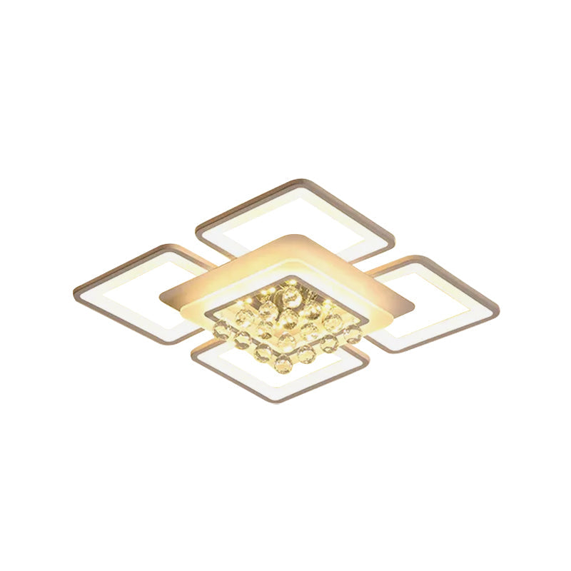 Simple White Acrylic Square Flushmount Light - 21.5’/25.5’ Width Led Flush Mount Lamp In