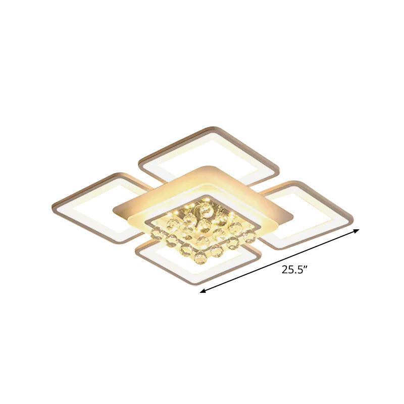 Simple White Acrylic Square Flushmount Light - 21.5’/25.5’ Width Led Flush Mount Lamp In