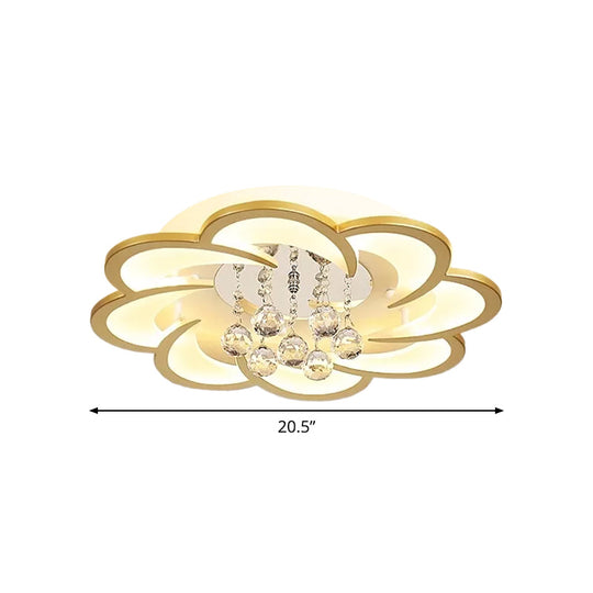 Modernist Petal Flush Ceiling Light In Gold With Led Warm/White - Available 20.5’/27’ Sizes