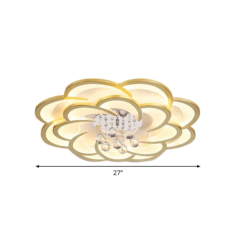 Modernist Petal Flush Ceiling Light In Gold With Led Warm/White - Available 20.5’/27’ Sizes