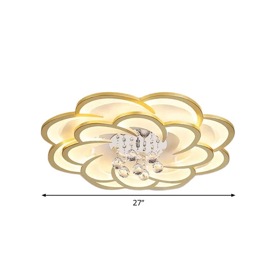 Modernist Petal Flush Ceiling Light In Gold With Led Warm/White - Available 20.5’/27’ Sizes