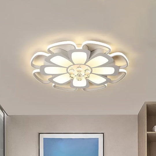 Modern Acrylic Petal Flush Mount Led Ceiling Light - 20.5’/27’ W Warm/White Round Design White