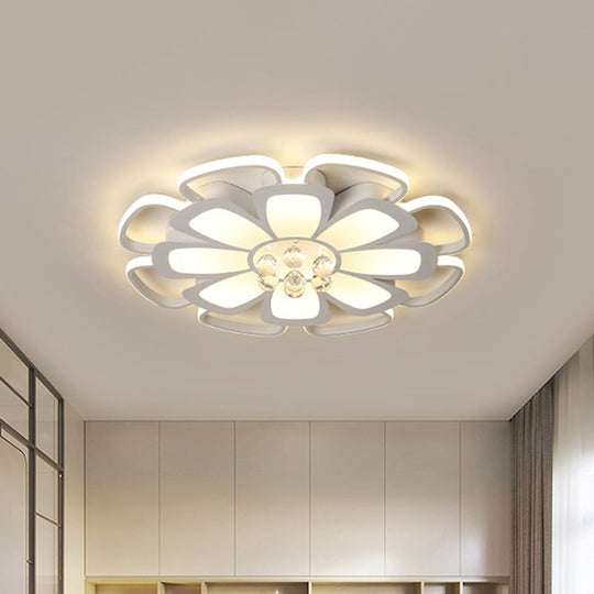Modern Acrylic Petal Flush Mount Led Ceiling Light - 20.5’/27’ W Warm/White Round Design White