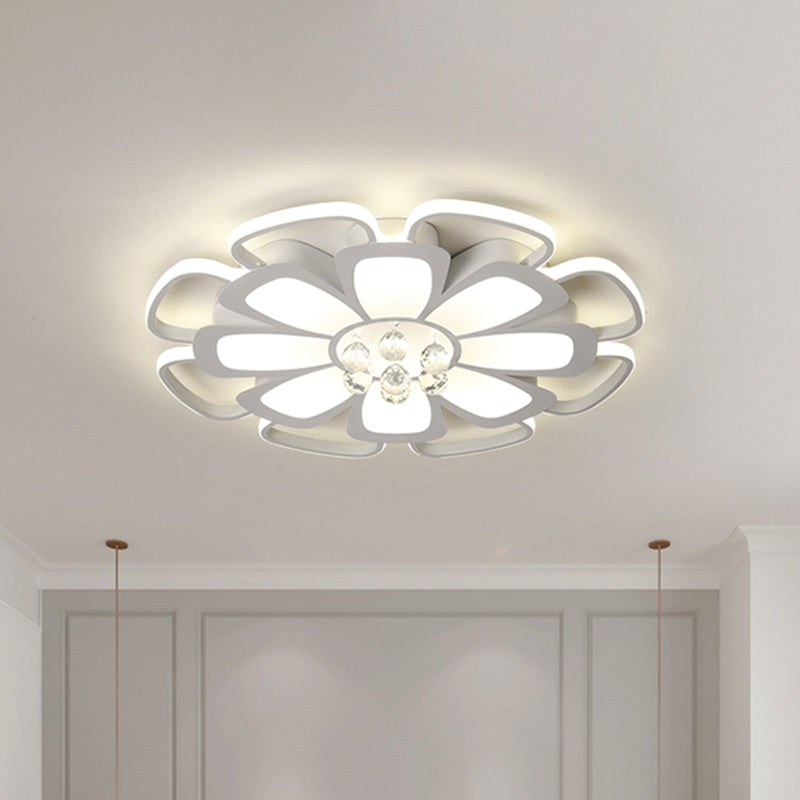 Modern Acrylic Petal Flush Mount Led Ceiling Light - 20.5’/27’ W Warm/White Round Design White