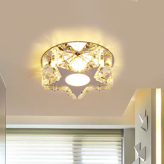 Simplicity Crystal Block Stainless - Steel Circle/Star Led Flush Mount Ceiling Light For Corridor