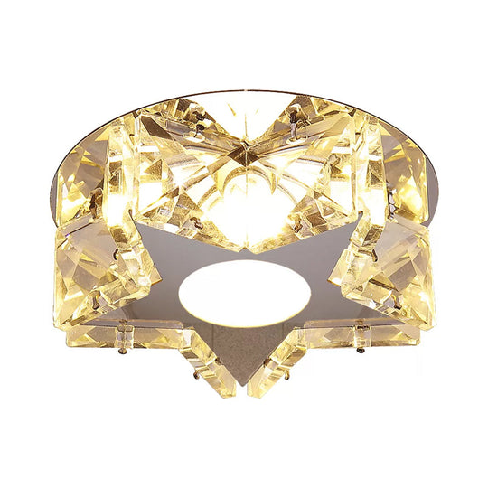 Simplicity Crystal Block Stainless - Steel Circle/Star Led Flush Mount Ceiling Light For Corridor